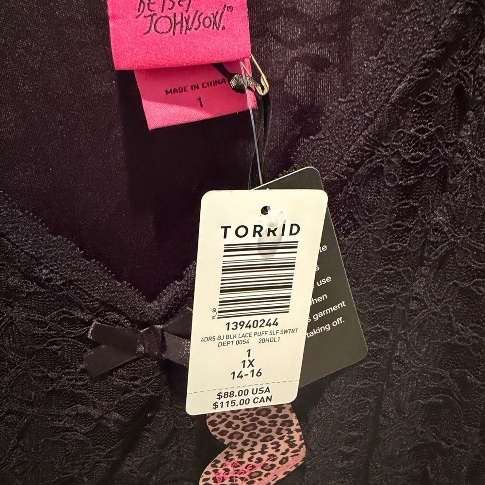 NWT Betsy Johnson Black Lace Skater Dress with Bow Detail 14/16 - Picture 9 of 13